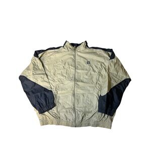 Wilson Mens XL Windbreaker Jacket Tan Black Colorblock Full Zip Athletic Vtg